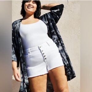 Torrid Black Tie Dye Gauze Kimono Womens Plus Size 1x Grunge Open Front